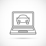 Car on the monitor outline icon