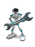 3D Illustration of Robot with Wrench