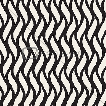 Vector Seamless Hand Drawn Vertical Wavy Lines Pattern