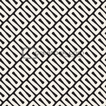 Vector Seamless Diagonal Black and White Wavy Lines Pattern