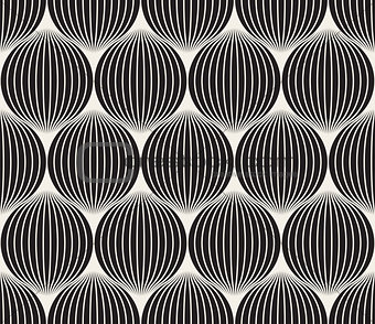 Vector Seamless Black And White Stripes in Circles Pattern