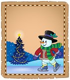 Parchment with skating snowman 1