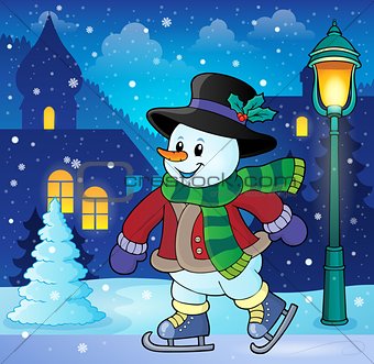 Skating snowman theme image 3