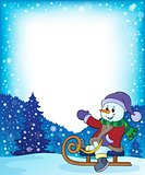 Snowman on sledge theme image 4