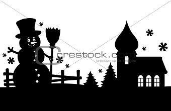 Snowman silhouette theme image 2