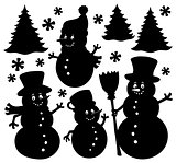 Snowmen silhouettes theme set 1