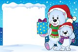 Snowy frame with Christmas bears