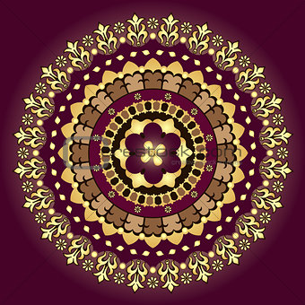 Gold and purple vintage round pattern