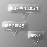 Glass like, follower, comment icons.