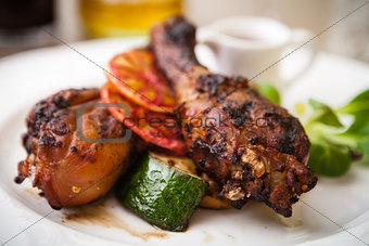 Glazed chicken with grilled vegetables