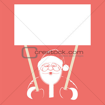 Vector of Santa Claus holding white blank, isolated