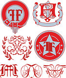 Set of FF monograms and emblem templates