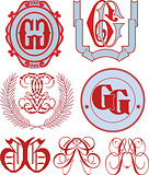 Set of GG monograms and emblem templates