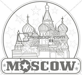Sticker with Saint Basil's Cathedral in Moscow
