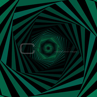 Digital whirling green hexagonal forms