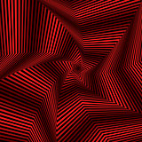 Digital whirling red pentagonal star forms