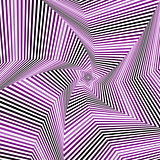 Digital whirling pentagonal star forms in violet hues