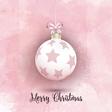 Christmas bauble on a pink watercolor background