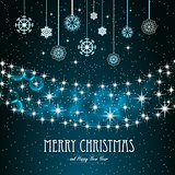 Elegant Christmas background with snowflakes, stars and place for text.