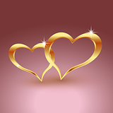 Gold metal heart for Valentine s day. Beautiful hearts. Symbol of love for the holiday, cards, label.