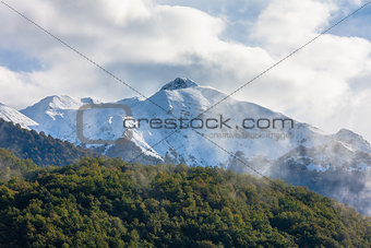 Mountain peak covered with snow