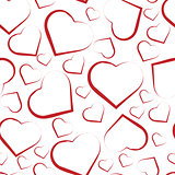 Seamless pattern with white hearts on red