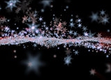 Snowflakes winter field cloud background. Happy new year, Christmas theme blurred bokeh