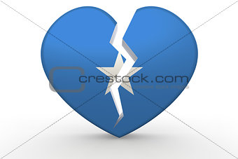 Broken white heart shape with Somalia flag