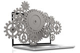 Laptop with gears in white