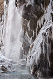 Frozen beautiful waterfall in winter