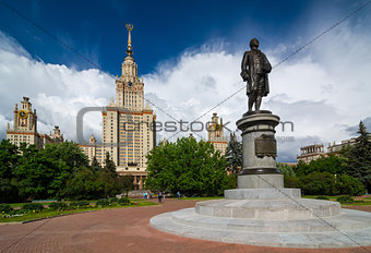 Lomonosov Moscow State University and monument.
