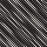 Vector Seamless Black and White Diagonal Halftone Cirle Lines Pattern