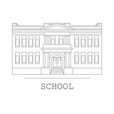 Silhouette illustration school building in a flat style