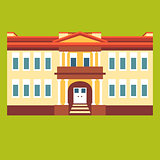 Silhouette illustration school building in a flat style