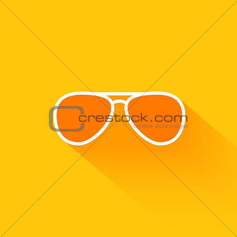Orange summer sunglasses flat long shadow icon