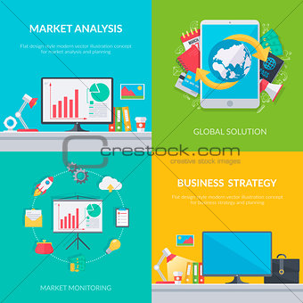 Set of business and technology backgrounds.