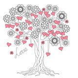 tree of love with roots and flowers
