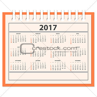 desk full calendar 2017