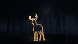 3D Christmas background with sparkly deer outline