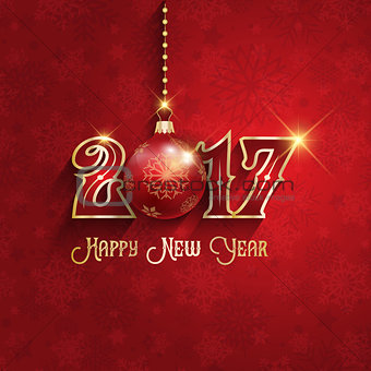 Happy new year background with hanging bauble