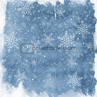Watercolor snowflake background 