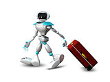 3D Illustration of a Robot with a Suitcase