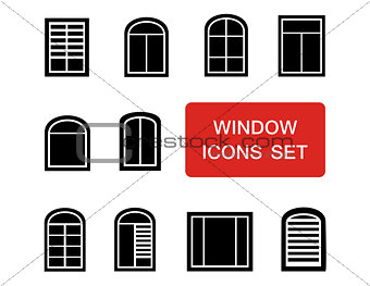 window icons set with red signboard