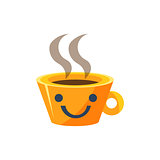 Coffe Mug Primitive Icon With Smiley Face