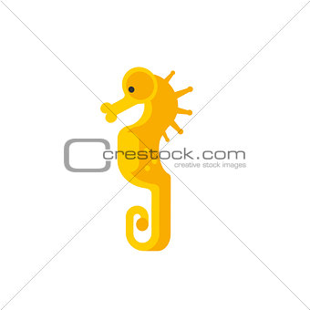 Yellow Seahorse Primitive Style Childish Sticker