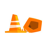 Road Cone Item Cool Colorful Vector Illustration
