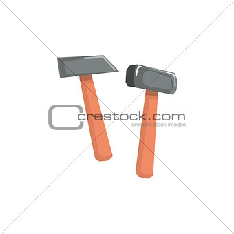 Two Hammers Item Cool Colorful Vector Illustration