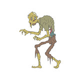 Creepy Zombie With Melting Skin Outlined Drawing