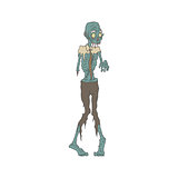 Creepy Zombie Wearing Tie Outlined Drawing