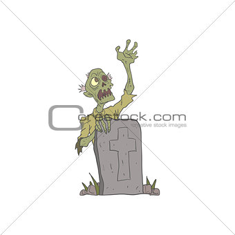 Raising From The Grave Creepy Zombie Outlined Drawing